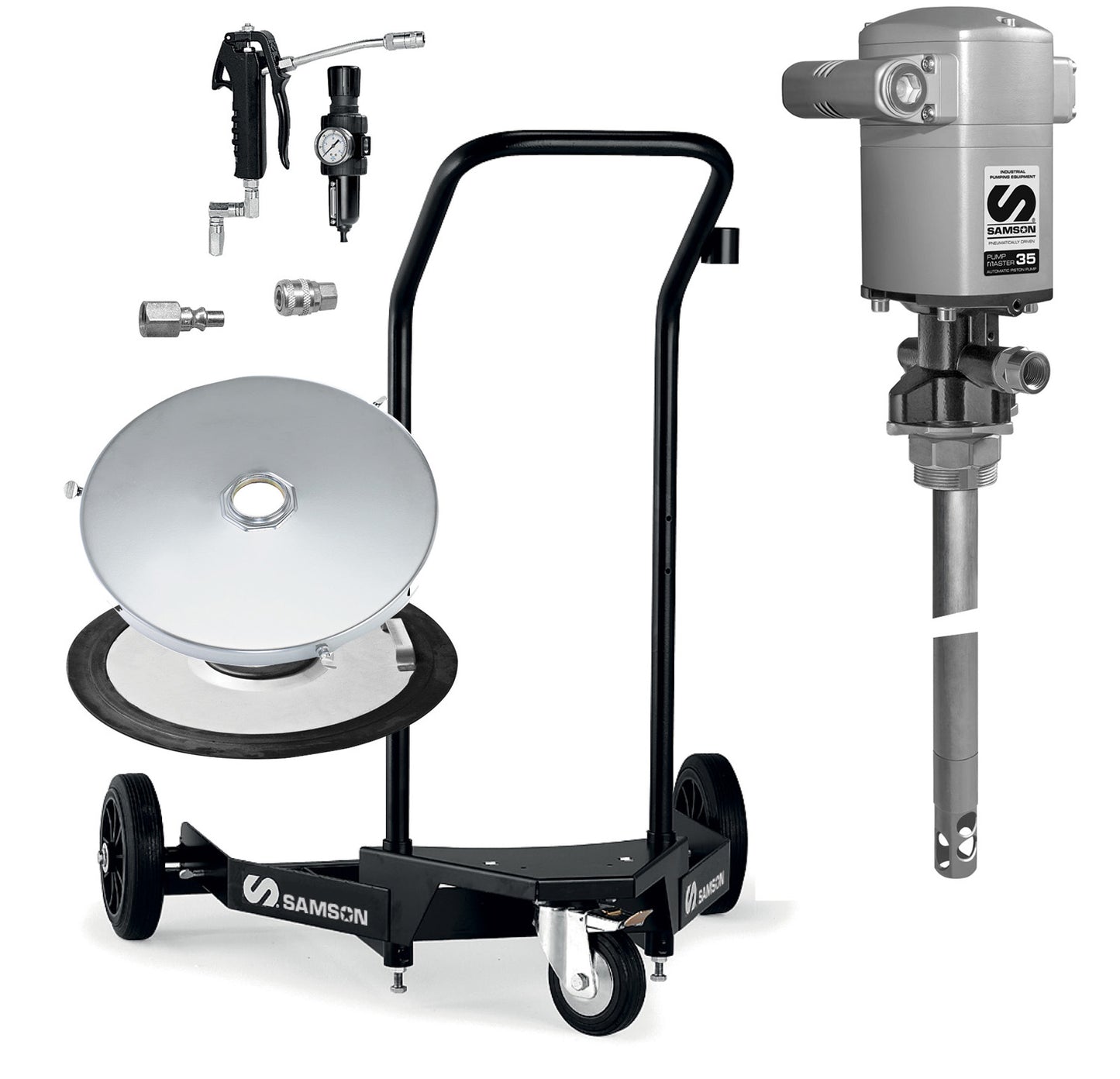 SAMSON 335-261 Pump Package with PM35 60:1 Pump and 1938 Drum Cover and Dolly for 400lb Barrells