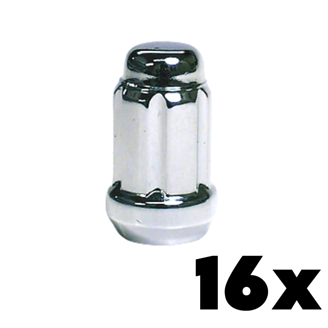 16x CHROME 7/16-20 Standard Spline Lug Nuts | Standard 6 Spline Key NOT INCLUDED