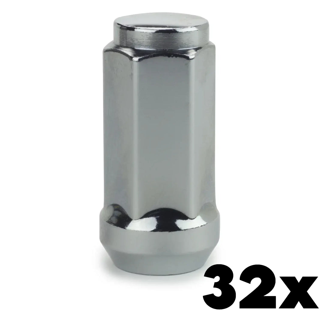 1/2-20 Thread Standard Long Acorn Lug Nuts 3/4" Hex | 32 Pieces