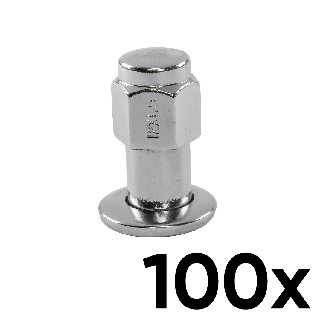 100x Standard Shank Lug Nuts in 12mm x 1.5