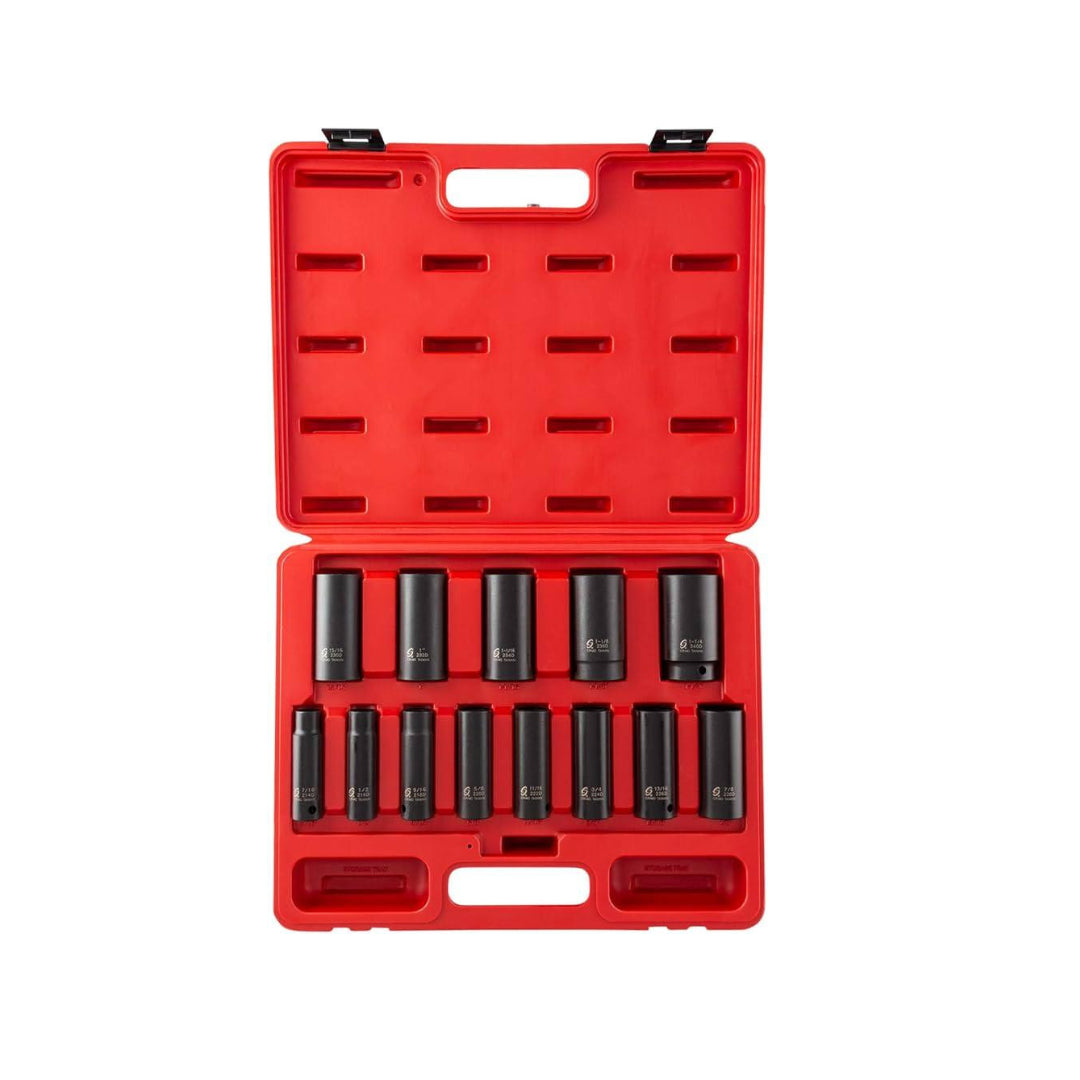 SUNEX 13 Piece Deep Impact 1/2" Drive Socket Set for SAE Measurements