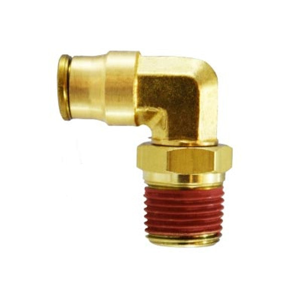 CON PLDV-082 Brass Push Lock Swivel Elbow at 1/4" MNPT and 1/4" Tubing