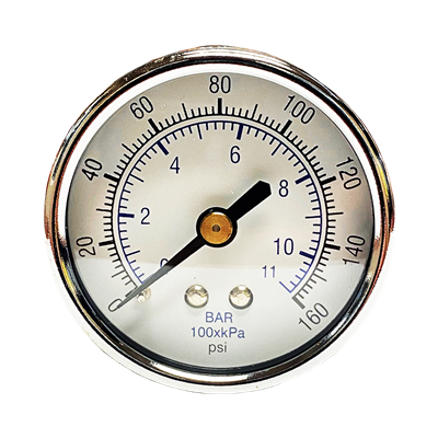 102D-204D 2" Dial Center Back Mount Gauge 1/4" MNPT 0-60PSI