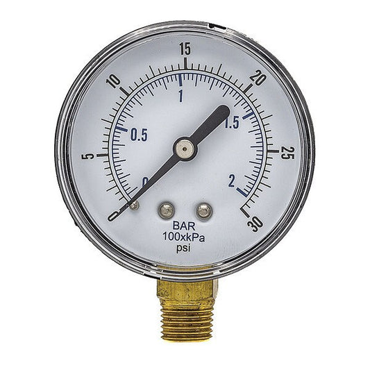 101D-254C 2.5" Dial, Lower Mount 1/4" MNPT Gauge [0-30PSI]