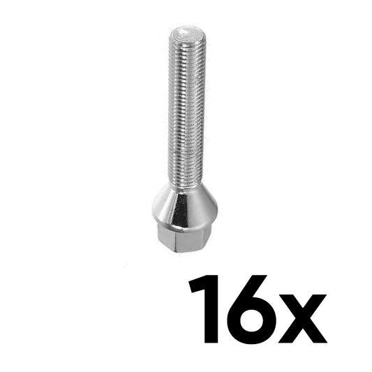 12mm x 1.5 Cone Seat Long 1.97" Shank Lug Bolts [QTY 16]
