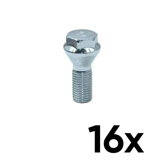 12mm x 1.5 Cone Seat Low-Profile 1.74" OVERALL LENGTH Lug Bolts [QTY 16]
