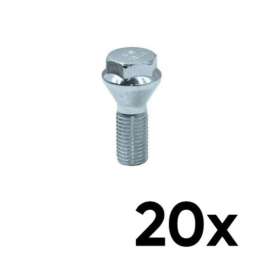 12mm x 1.5 Cone Seat Low-Profile 1.74" OVERALL LENGTH Lug Bolts [QTY 20]