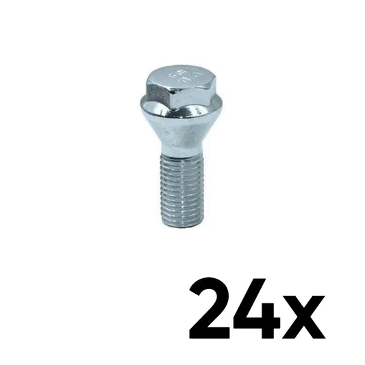 12mm x 1.5 Cone Seat Low-Profile 1.74" OVERALL LENGTH Lug Bolts [QTY 24]