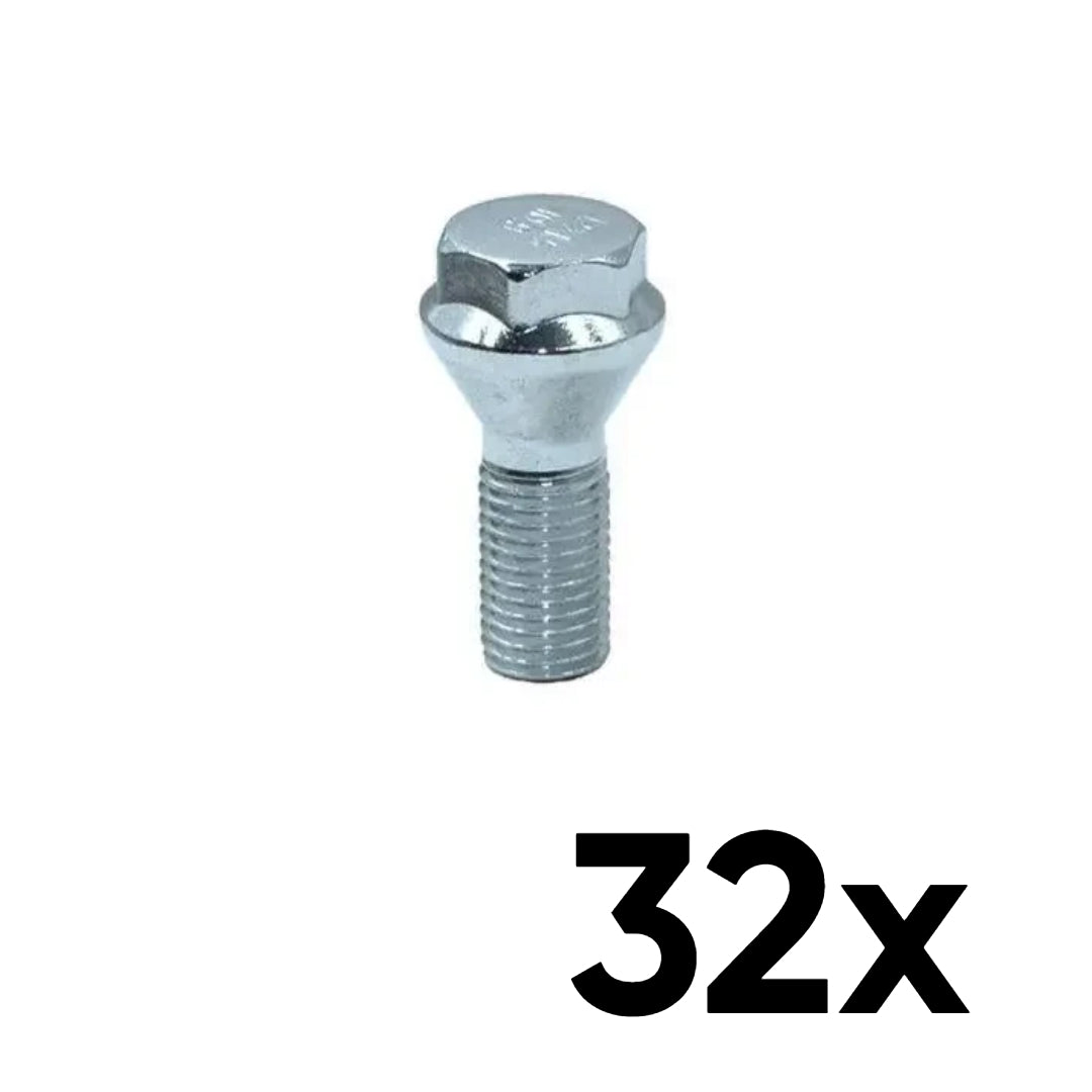 12mm x 1.5 Cone Seat Low-Profile 1.74" OVERALL LENGTH Lug Bolts [QTY 32]
