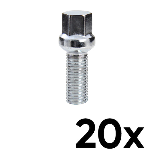 12mm x 1.25 Ball Seat Medium 1.55" Shank Lug Bolts [QTY 20]