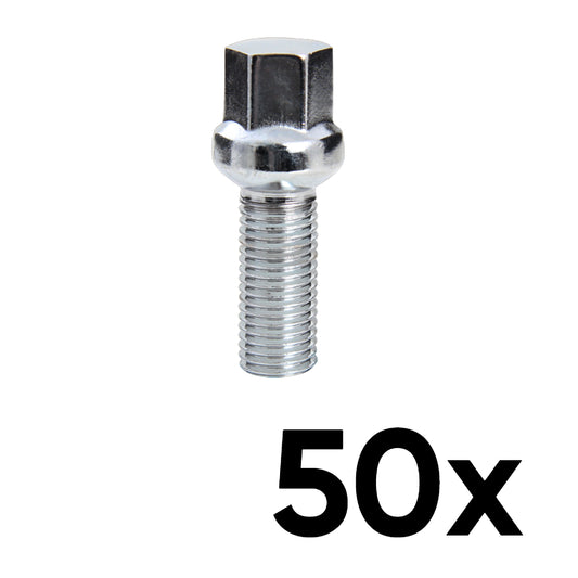 12mm x 1.25 Ball Seat Medium 1.55" Shank Lug Bolts [QTY 50]