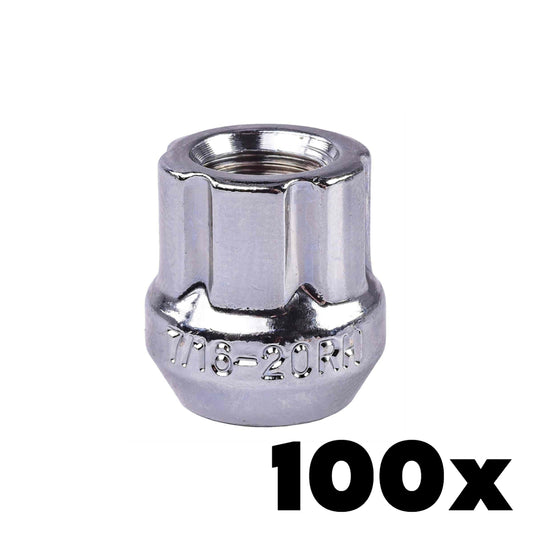 100x CHROME 12mm x 1.50 OPEN END Spline Lug Nuts | Standard 6 Spline Key NOT INCLUDED