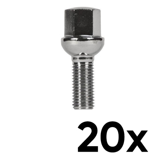 12mm x 1.25 Ball Seat Short 1.10" Shank Lug Bolts [QTY 20]