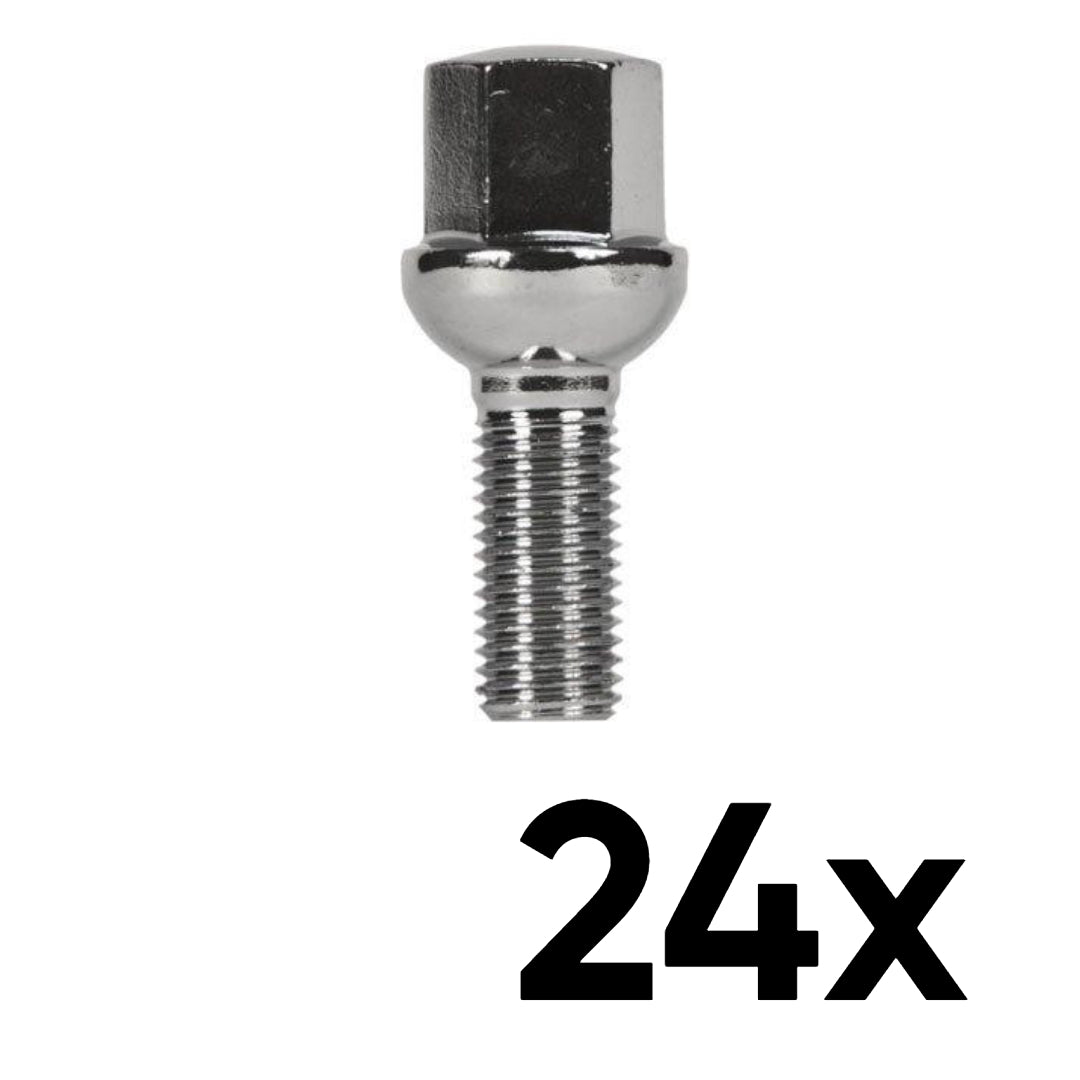 14mm x 1.5 Ball Seat Short 1.10" Shank Lug Bolts [QTY 24]