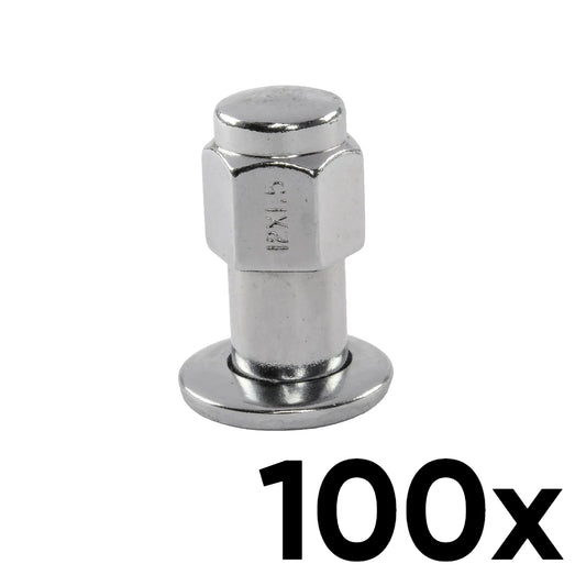 100x Standard Shank Lug Nuts in 12mm x 1.25