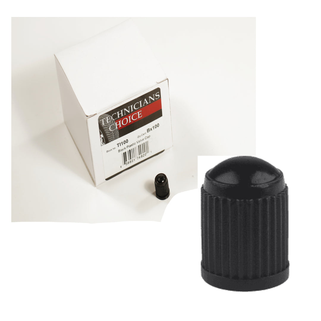 The Main Resource TI-100 Plastic Black Valve Caps [QTY 100]