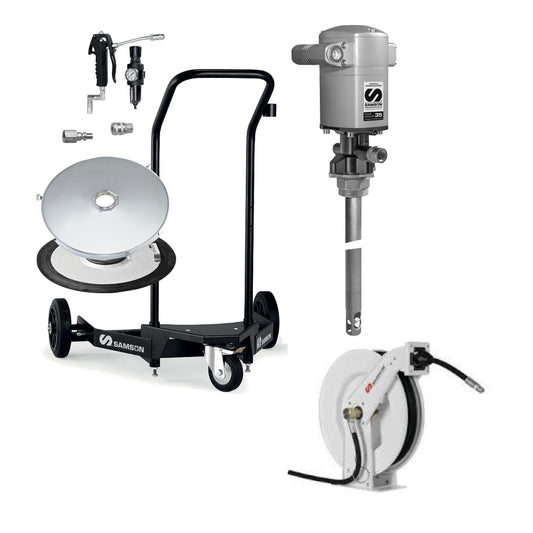 SAMSON 311-001 Pump Package with PM35 60:1 Pump and 1938 Drum Cover and Dolly for 400lb Barrells COMES WITH 1/4" X 30' HOSE REEL