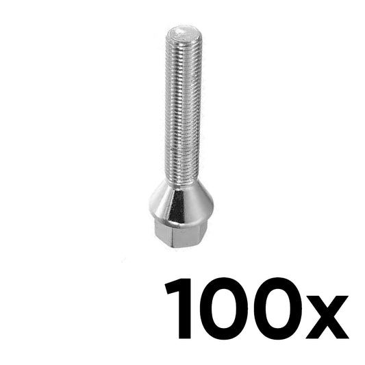 12mm x 1.5 Cone Seat Long 1.97" Shank Lug Bolts [QTY 100]