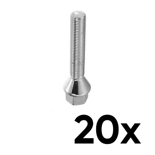 12mm x 1.5 Cone Seat Long 1.97" Shank Lug Bolts [QTY 20]