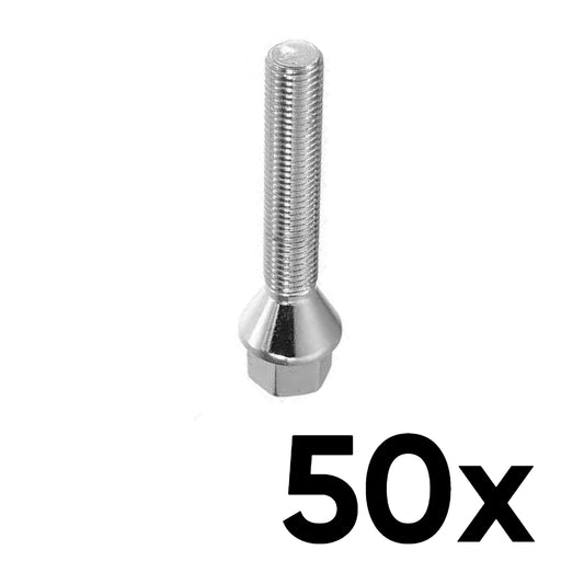 12mm x 1.5 Cone Seat Long 1.97" Shank Lug Bolts [QTY 50]