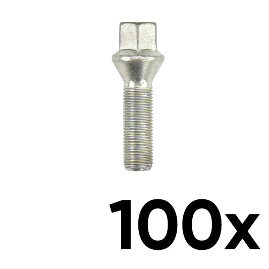 12mm x 1.25 Cone Seat Medium 1.55" Shank Lug Bolts [QTY 100]