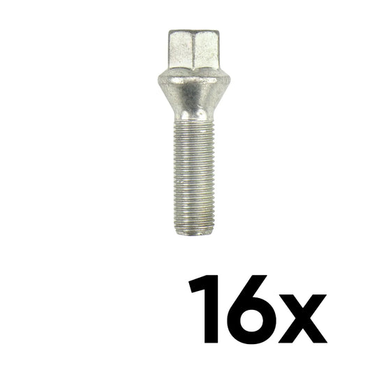 12mm x 1.25 Cone Seat Medium 1.55" Shank Lug Bolts [QTY 16]