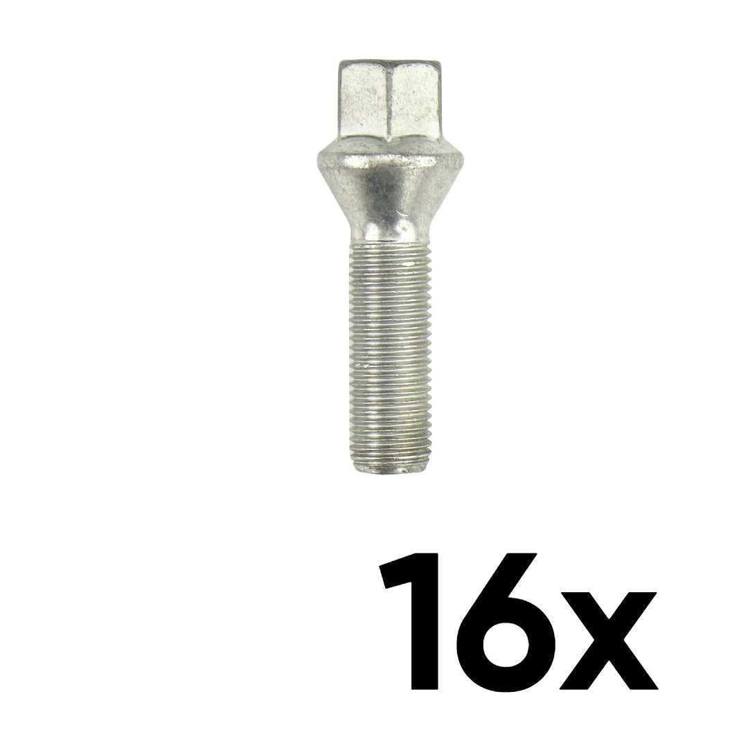 14mm x 1.5 Cone Seat Medium 1.55" Shank Lug Bolts [QTY 16]