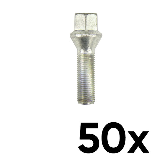 12mm x 1.25 Cone Seat Medium 1.55" Shank Lug Bolts [QTY 50]
