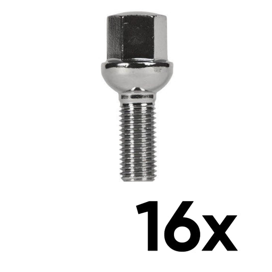 12mm x 1.25 Ball Seat Short 1.10" Shank Lug Bolts [QTY 16]