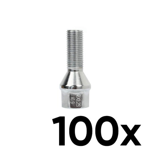 12mm x 1.25 Cone Seat Short 1.10" Shank Lug Bolts [QTY 100]