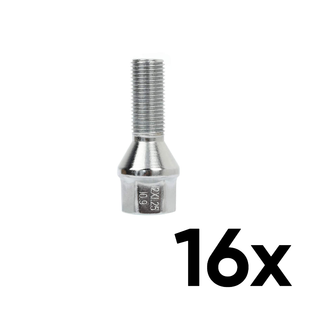 12mm x 1.25 Cone Seat Short 1.10" Shank Lug Bolts [QTY 16]