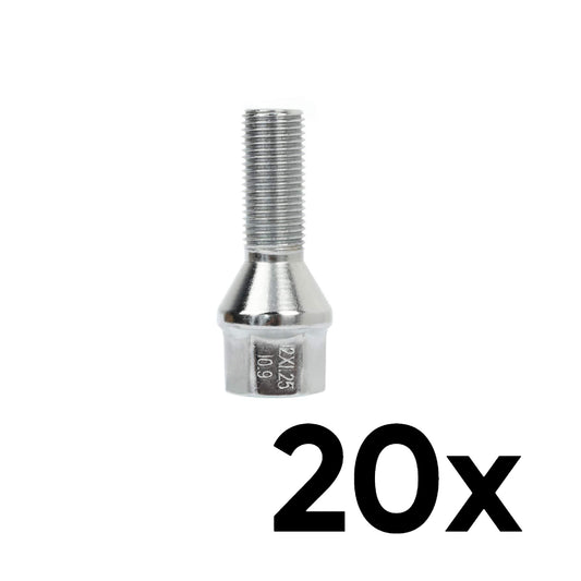 12mm x 1.25 Cone Seat Short 1.10" Shank Lug Bolts [QTY 20]