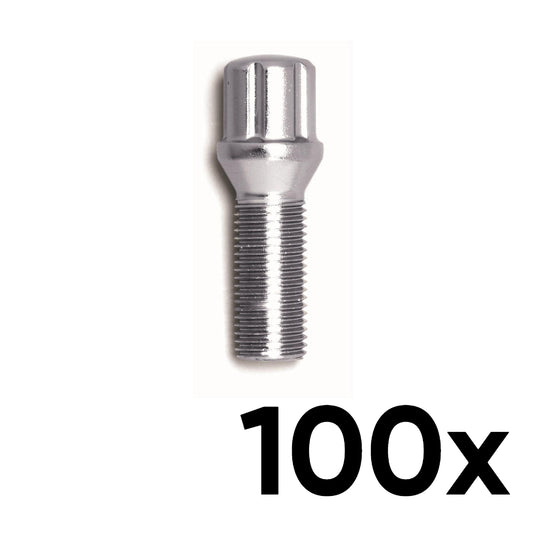 12mm x 1.25 Cone Seat SPLINE 1.10" Shank Lug Bolts [QTY 100]