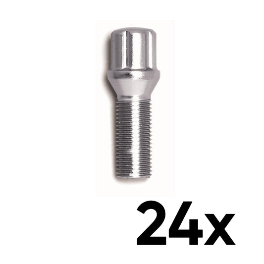 12mm x 1.5 Cone Seat SPLINE 1.10" Shank Lug Bolts [QTY 24]