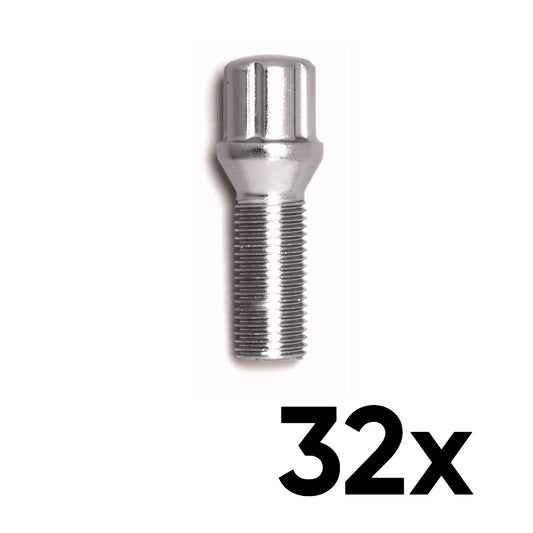 12mm x 1.5 Cone Seat SPLINE 1.10" Shank Lug Bolts [QTY 32]