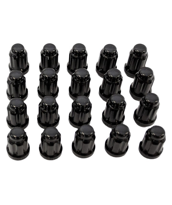 20x BLACK 12mm x 2.00 Standard Spline Lug Nuts | Standard 6 Spline Key NOT INCLUDED